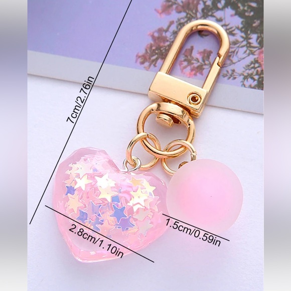 NIP PINK HEART BAG CHARM - Picture 2 of 2
